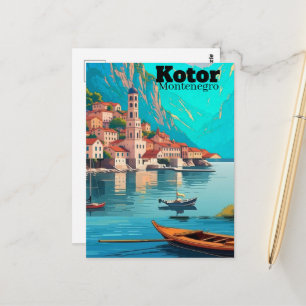 Kotor Montenegro Reise Kunst Postkarte, Kotor Reis Postkarte