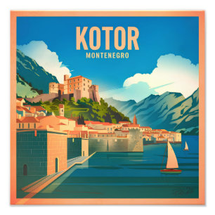 Kotor Montenegro vintage Fotodruck