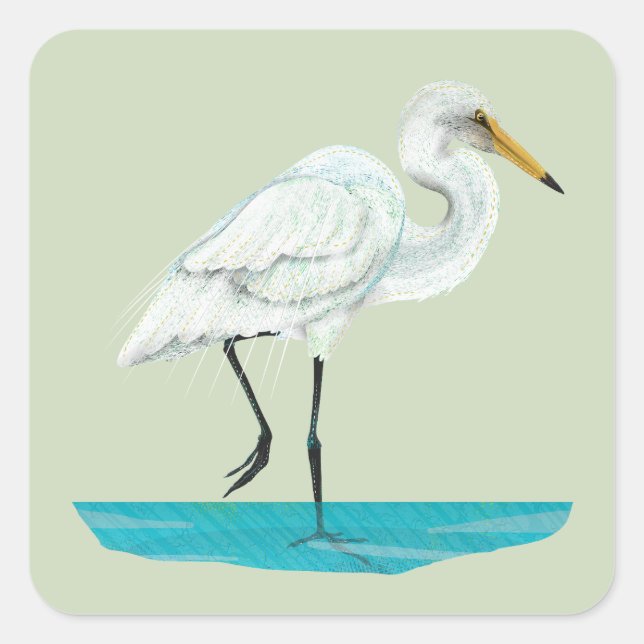 Kotuku White heron Quadratischer Aufkleber (Vorderseite)