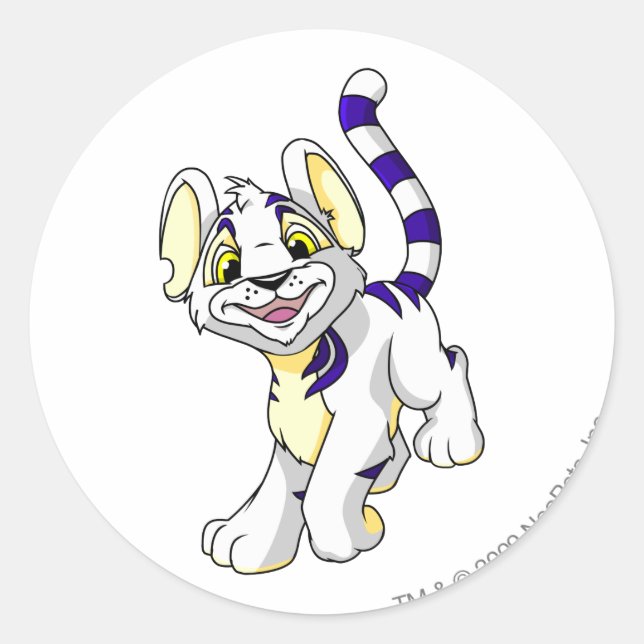 Kougra White Runder Aufkleber (Vorderseite)