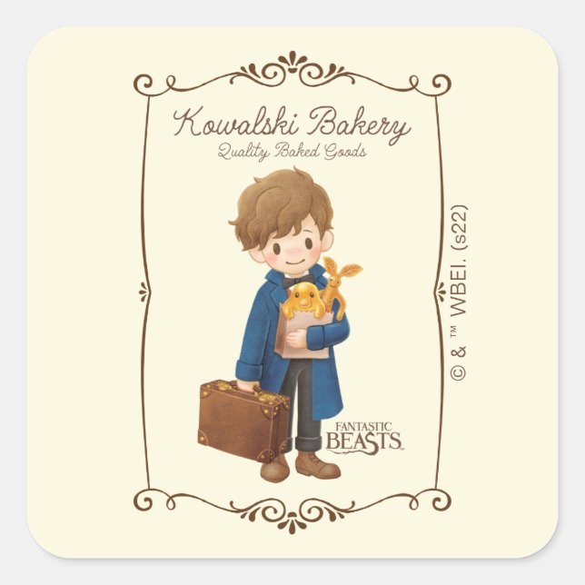 Kowalski Bäckerei - Newt Scamander Quadratischer Aufkleber (Vorderseite)