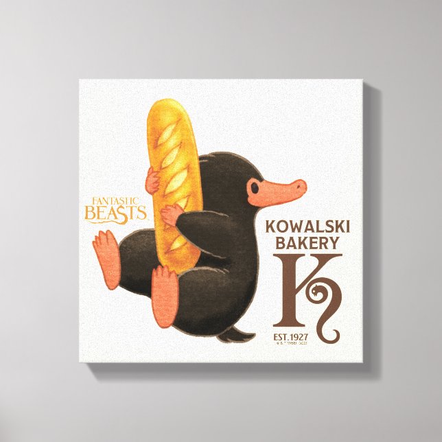 Kowalski Bäckerei - Niffler mit Brot Leinwanddruck (Vorderseite)