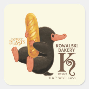 Kowalski Bäckerei - Niffler mit Brot Quadratischer Aufkleber