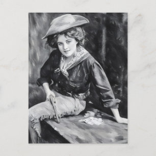 Kowgirl aus dem 19. Jahrhundert mit Pistole, Spiel Postkarte