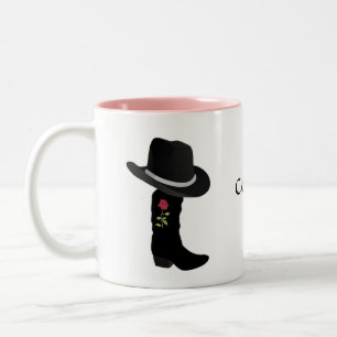Kowgirl Schwarze Hut & Boot Zweifarbiges Kaffeetas Zweifarbige Tasse