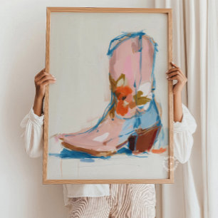 Kowgirl-Stiefel-Malerei Pastell Western Poster