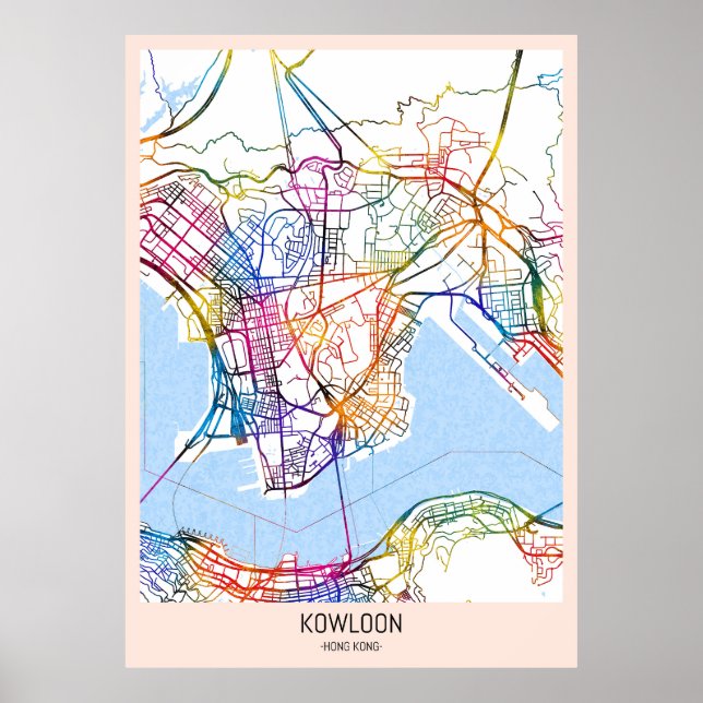 Kowloon Hong Kong City Map Poster (Vorne)