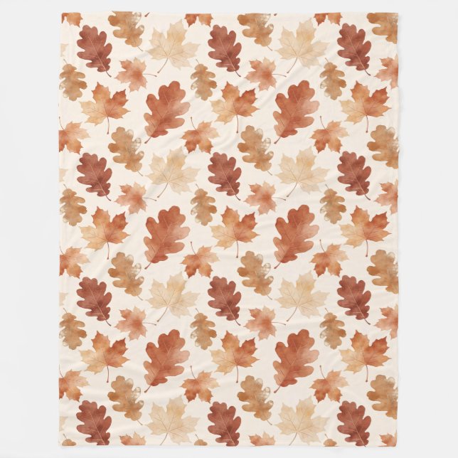 Koziales Herbstblattmuster Fleecedecke (Vorderseite)