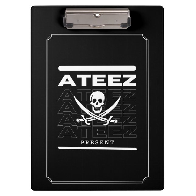Kpop Ateez Present Schulbedarf für Schwarzbüros Klemmbrett (Vorderseite)