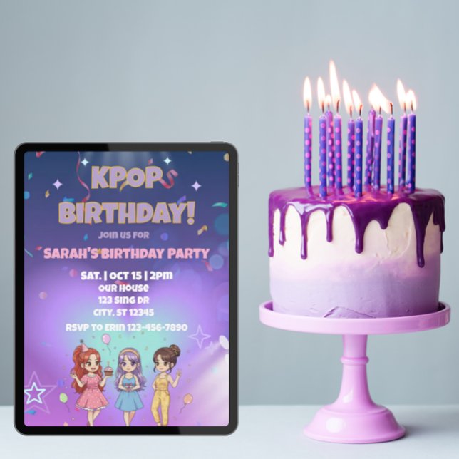 KPOP Birthday, Color the back! Einladung (Von Creator hochgeladen)
