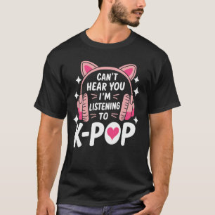 KPOP-Fan Kopfhörer Katze Koreanischer Pop-Musik-Fa T-Shirt