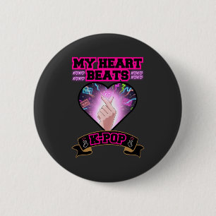 KPop Heart Korea Flag Snap Hand Music Symbol Button
