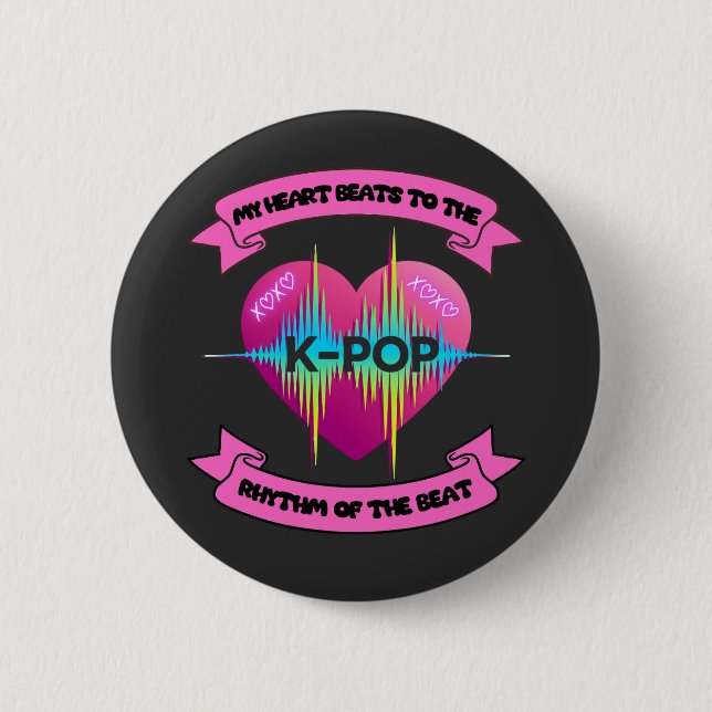 KPop Heart Sound Rhythm Music Beat Design Button (Vorderseite)