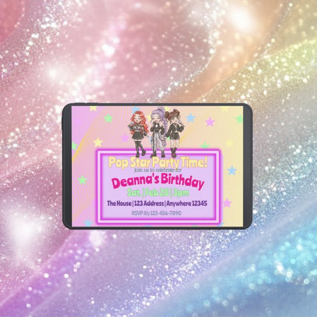 KPOP Star Party Time Birthday Einladung (Von Creator hochgeladen)