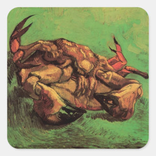 Krabbe auf dem Rücken von Vincent van Gogh Quadratischer Aufkleber