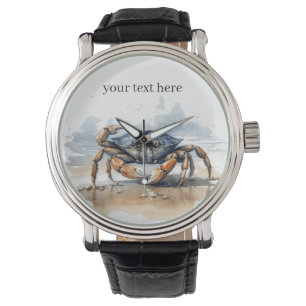 Krabbe, die am Strand läuft, individuell einstellb Armbanduhr