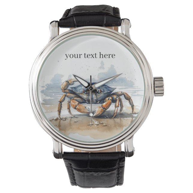 Krabbe, die am Strand läuft, individuell einstellb Armbanduhr (Vorderseite)