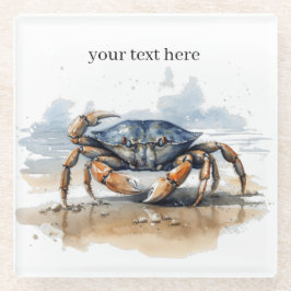 Krabbe, die am Strand läuft, individuell einstellb Glasuntersetzer