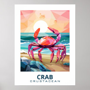 Krabbe, Krustentierkunst für Naturliebhaber Poster