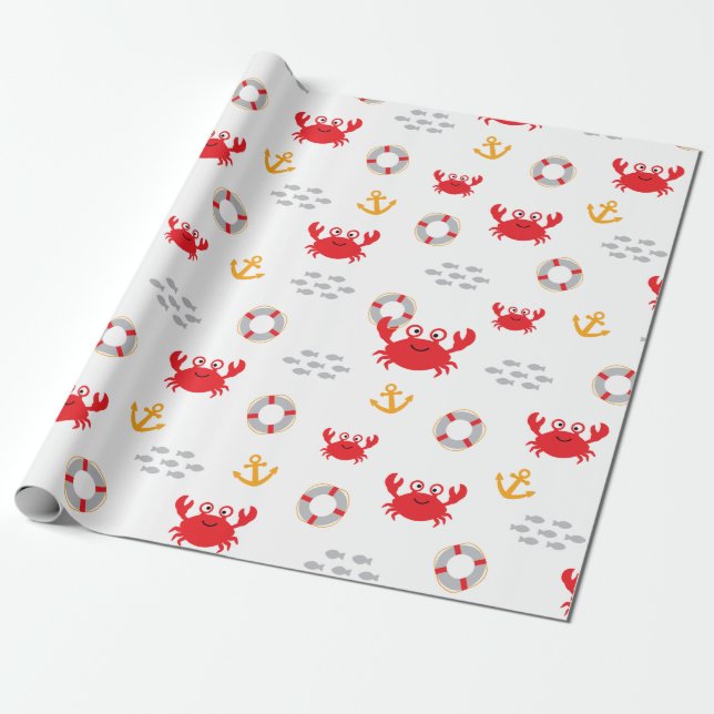 Krabbe mit Lifebuoy Geschenkpapier (Ungerollt)