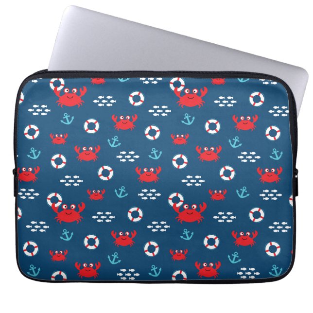 Krabbe mit Lifebuoy Laptopschutzhülle (Vorderseite)