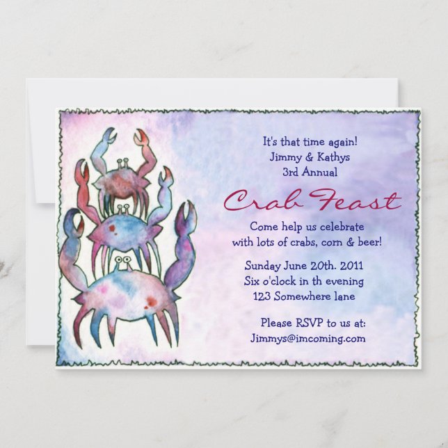 KRABBEfest-FEST Abendessen-Party Einladung (Vorderseite)