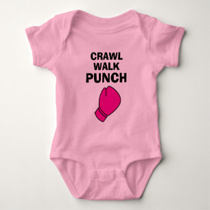 Krabbel Geh Schlag rosa Boxhandschuh Baby-Bodyanzu Baby Strampler