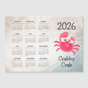 Krabbel-Krebs-Design 2026 Kalender Magnetkarte