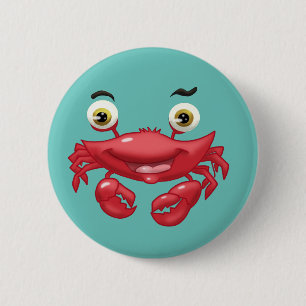 Krabben aus niedlichem Cartoon Button