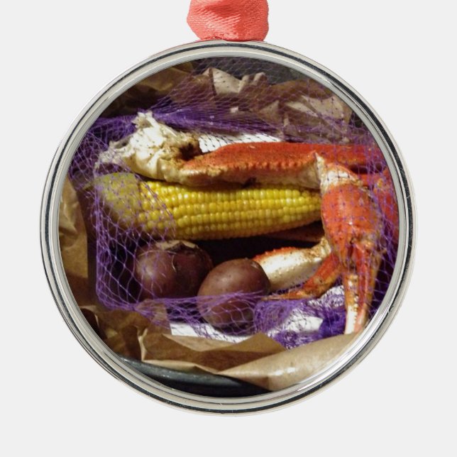 Krabben-Bretterbude-Fest Silbernes Ornament (Vorne)