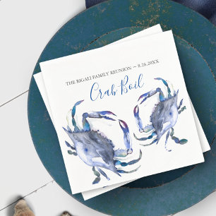 Krabben-Kochfest Personalisierte Küsten-Wasserfarb Serviette