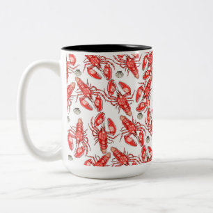 Krabben und Hummer. Meeresfrüchte. Zweifarbige Tasse