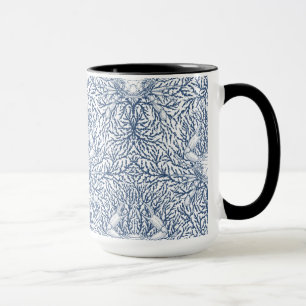 Krabben und Meeresalgen, Küstensommer in Weiß und Tasse