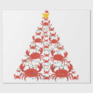 Krabben-Weihnachtsbaum-Santa-Hut-Weihnachtsbeleuch Geschenkpapier