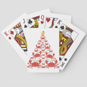 Krabben-Weihnachtsbaum-Santa-Hut-Weihnachtslichter Spielkarten