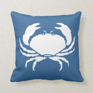 KRABBEN-WEISS auf blauem Kissen
