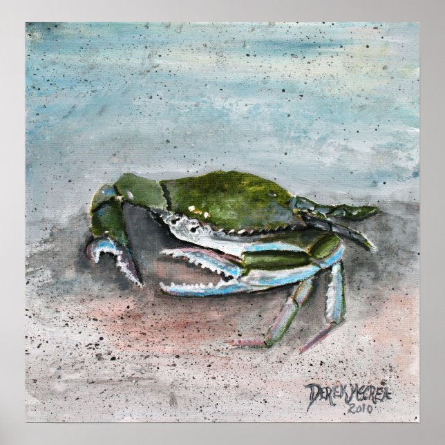 Krabbenbaby Blue Beach Square Poster (Vorne)