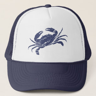 Krabbenblauer Weißer Fisch Truckerkappe