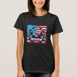 Krabbenfischer Amerikanische Flagge 4. Juli Patrio T-Shirt