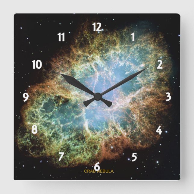 Krabbennebel Quadratische Wanduhr (Vorderseite)