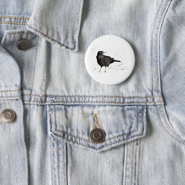 Krabbenrabe Vogel Knopf  Button (Beispiel)