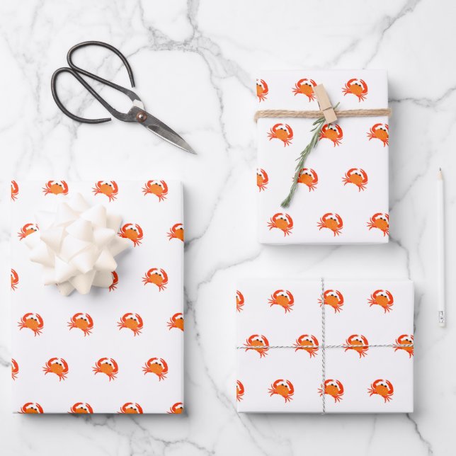 Krabbenrotes, heiß orange, einfach sauber, frisch geschenkpapier set (Vorderseite)