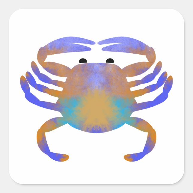 Krabbenwasserfarbe Quadratischer Aufkleber (Vorderseite)