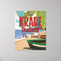Krabi Beach Thailand Vintage Reiseplakat