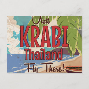 Krabi Beach Thailand Vintage-Reiseplakat Postkarte
