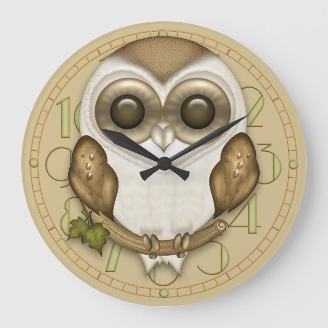 Krach die Schleiereule-Wanduhr Große Wanduhr (Vorderseite)