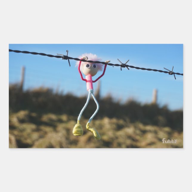 Kracht patser Fubby aan Prikkeldraad. Rechteckiger Aufkleber (Vorderseite)