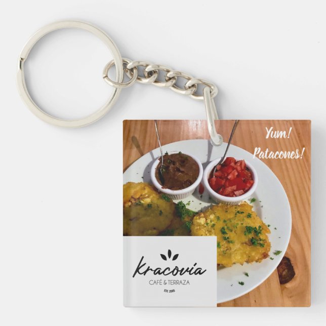 Kracovia Café Schlüsselanhänger - Patacones & Menu (Vorderseite)