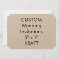 KRAFT 7" x 5" Invitations de mariage de billets