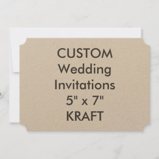 KRAFT 7" x 5" Ticket Hochzeitseinladungen Einladung
